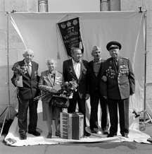 Yevgeny Petrovich Ostroumov, b. 1924, Officer, Infantry; Valentina Yakovlevna Baikova, b. 1923, Nurse; Valery Pavlovich Ilyakov, b. 1925, Officer, Reconnaissance; Iosif Izraelevich Abugov, b. 1926, Private, Infantry; Mikhail Fomich Klimov, b. 1919, Officer, Reconnaissance